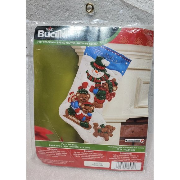 New Bucilla Felt Stocking Kit 86484 Fun in the Snow 16" - Picture 1 of 5